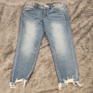 Flying Monkey Light Blue Distressed Ankle Jeans Size 32, New W/O Tags!